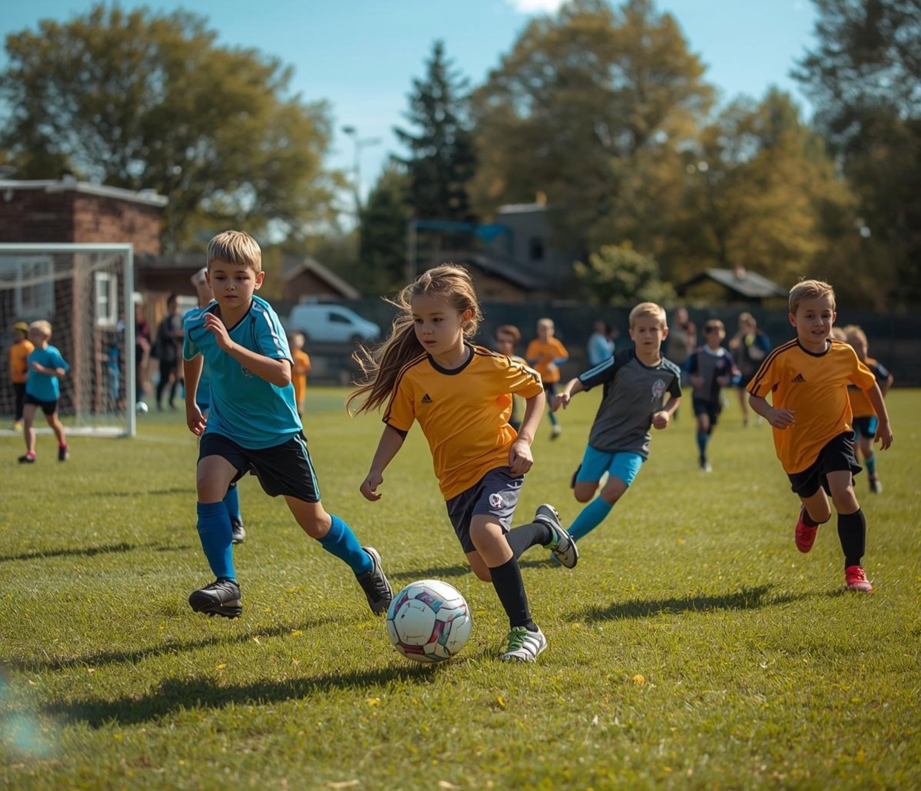 Kids playing sports together